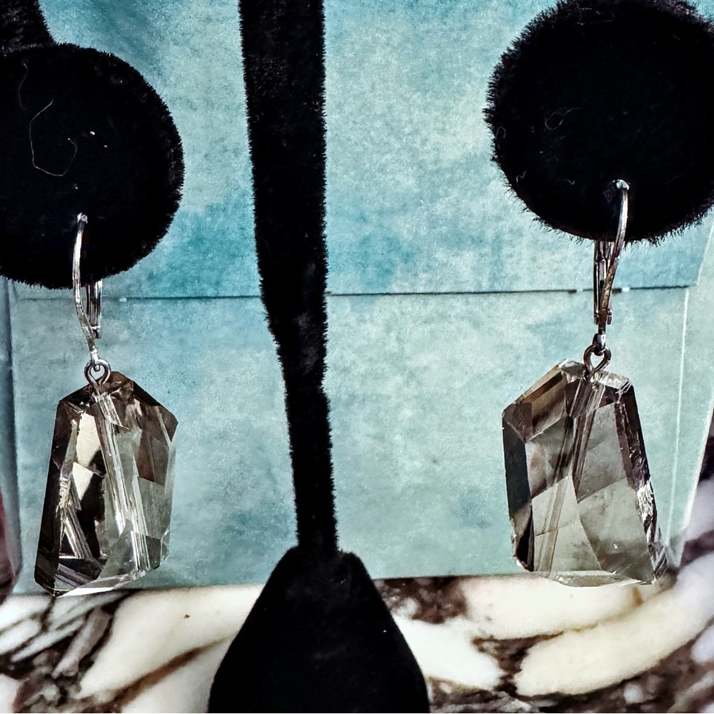 Kenneth Cole New York Silver and Brown Crystal Earrings - Picture 2 of 2